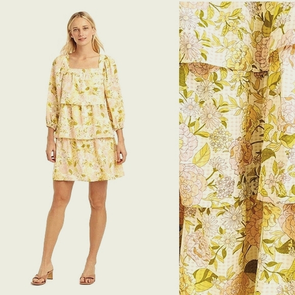 Who What Wear Dresses & Skirts - Who What Wear Drawing Room Floral Tiered Dress Womens Size Medium